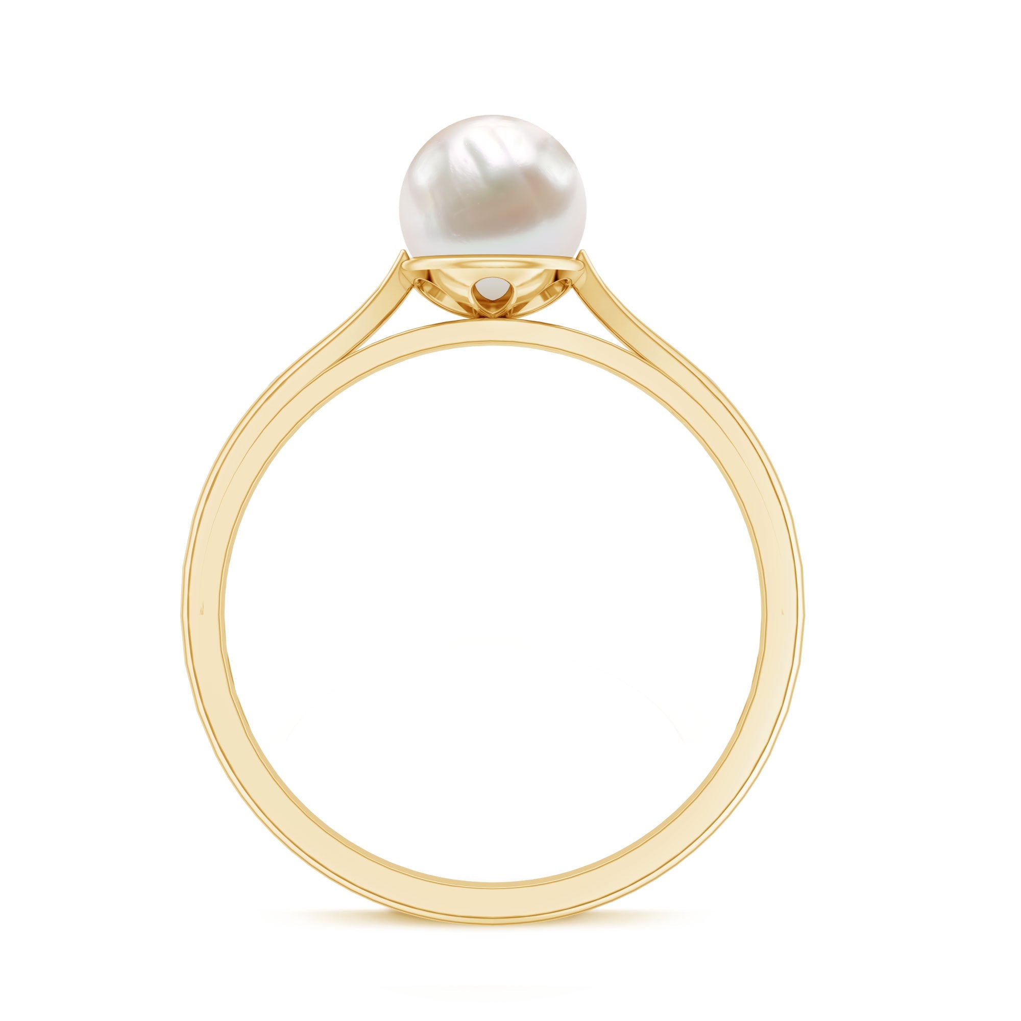 Natural 2 Carat Freshwater Pearl Solitaire Ring with Diamond