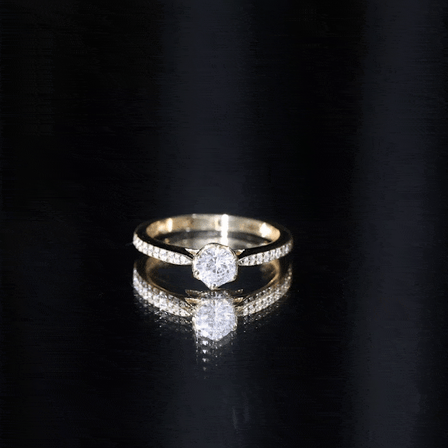 Lotus Basket Set Cubic Zirconia Engagement Ring with Side Stones