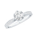 Lotus Basket Set Cubic Zirconia Engagement Ring with Side Stones