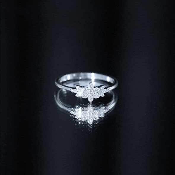 Cubic Zirconia Flower Cluster Engagement Ring