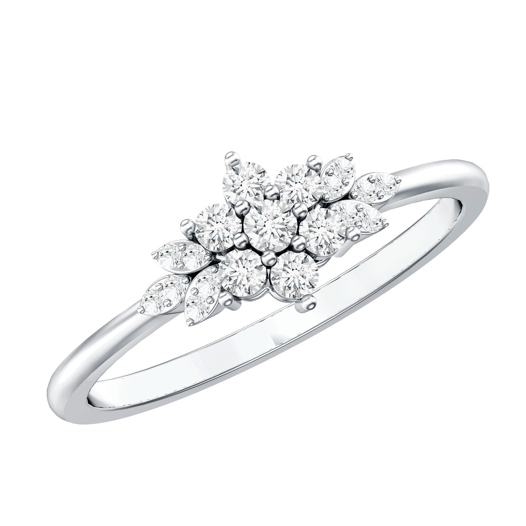 Cubic Zirconia Flower Cluster Engagement Ring