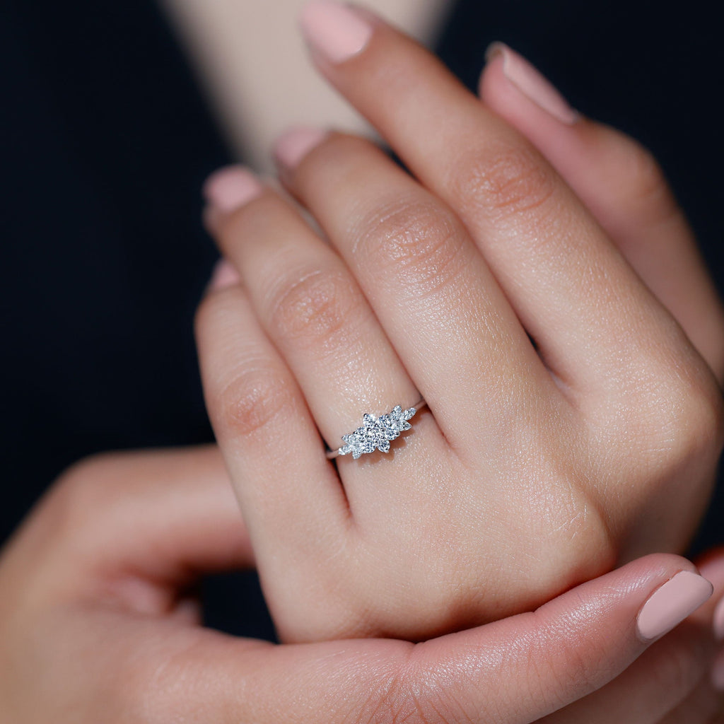 Cubic Zirconia Flower Cluster Engagement Ring