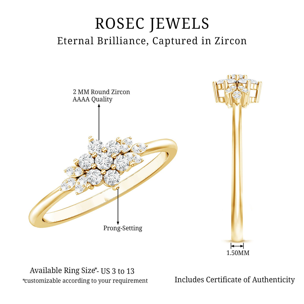 Cubic Zirconia Flower Cluster Engagement Ring