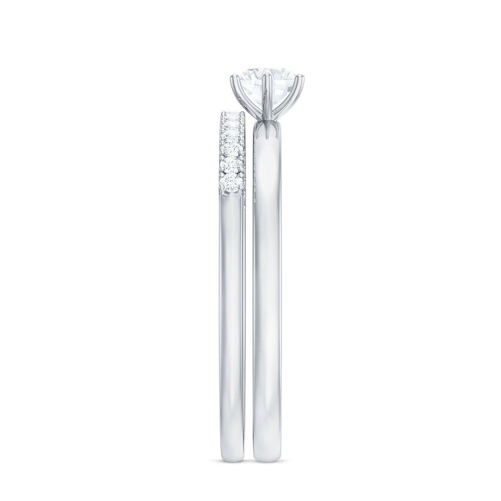 Simple Cubic Zirconia Solitaire Wedding Ring Set for Women
