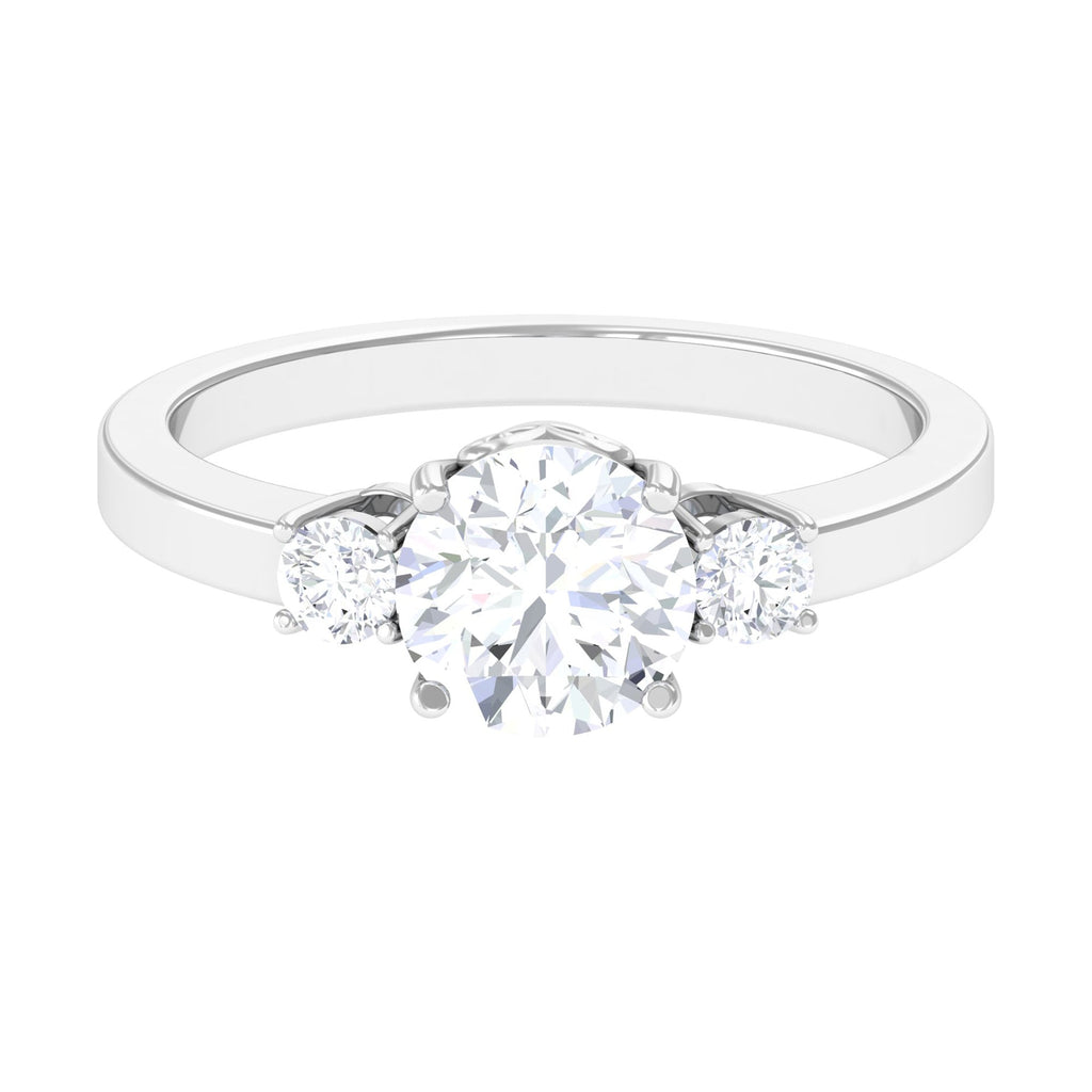 Round Cubic Zirconia Three Stone Engagement Ring
