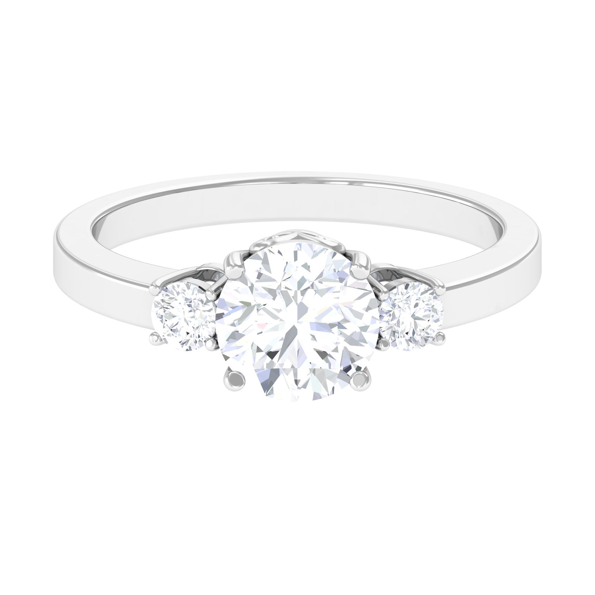 Round Cubic Zirconia Three Stone Engagement Ring