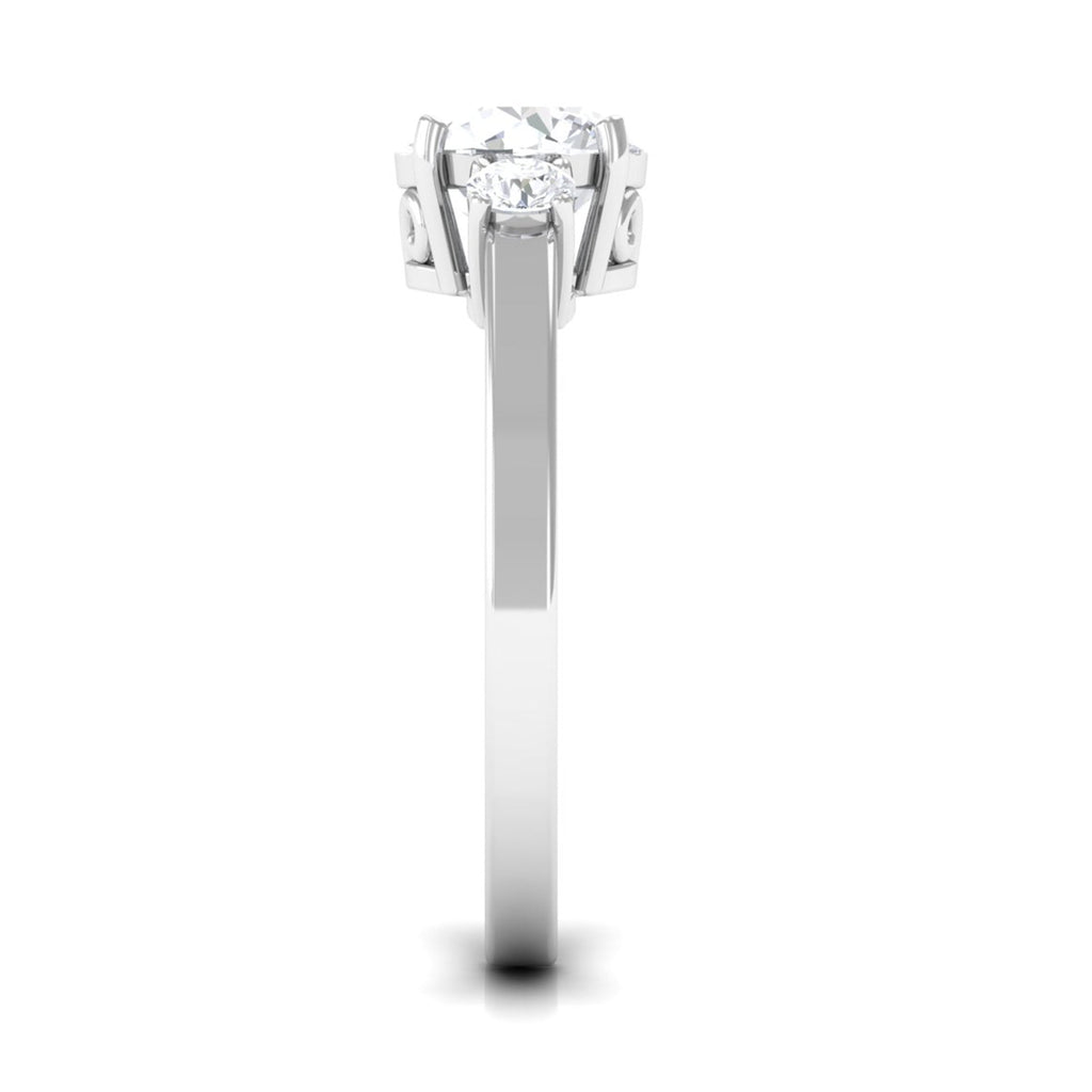 Round Cubic Zirconia Three Stone Engagement Ring