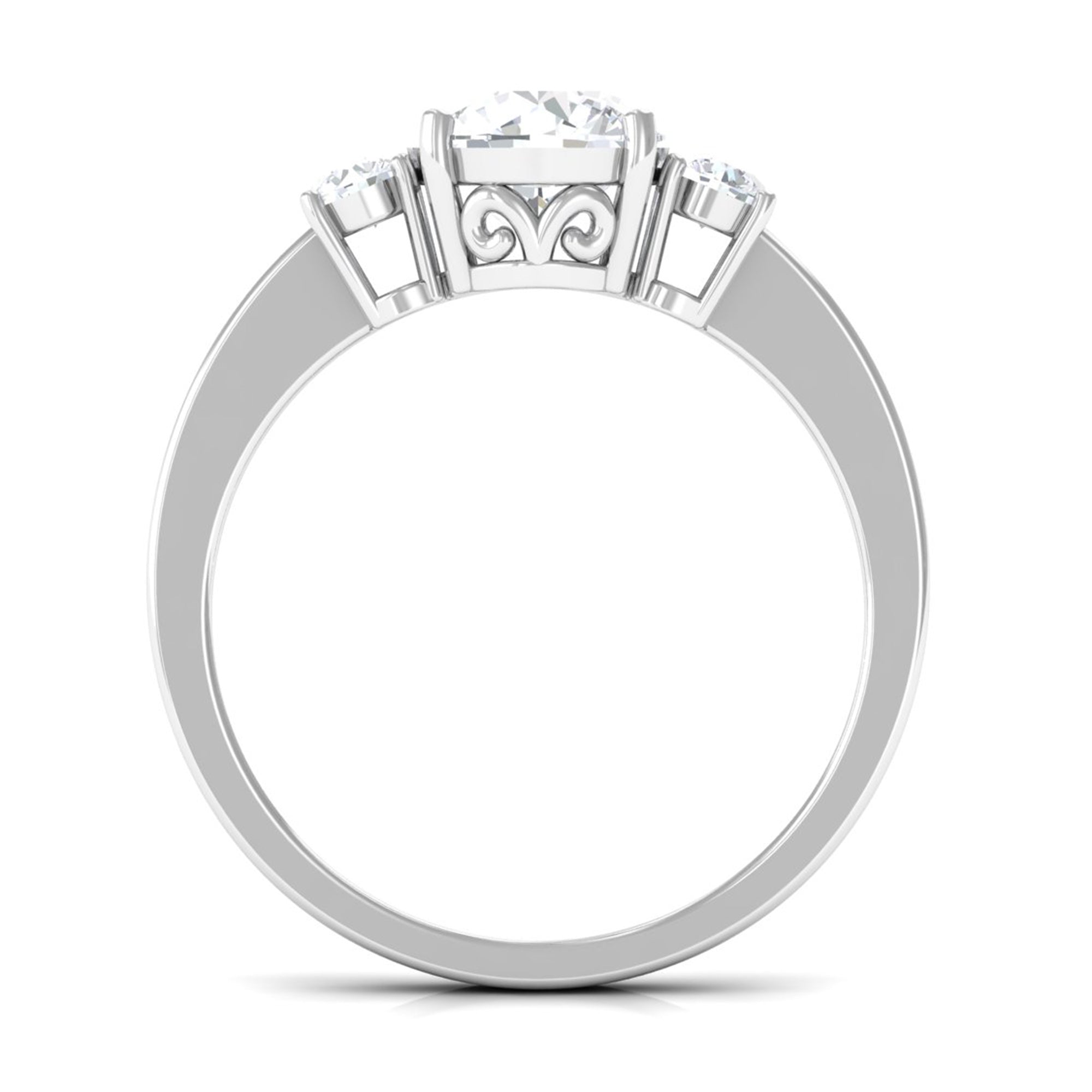 Round Cubic Zirconia Three Stone Engagement Ring