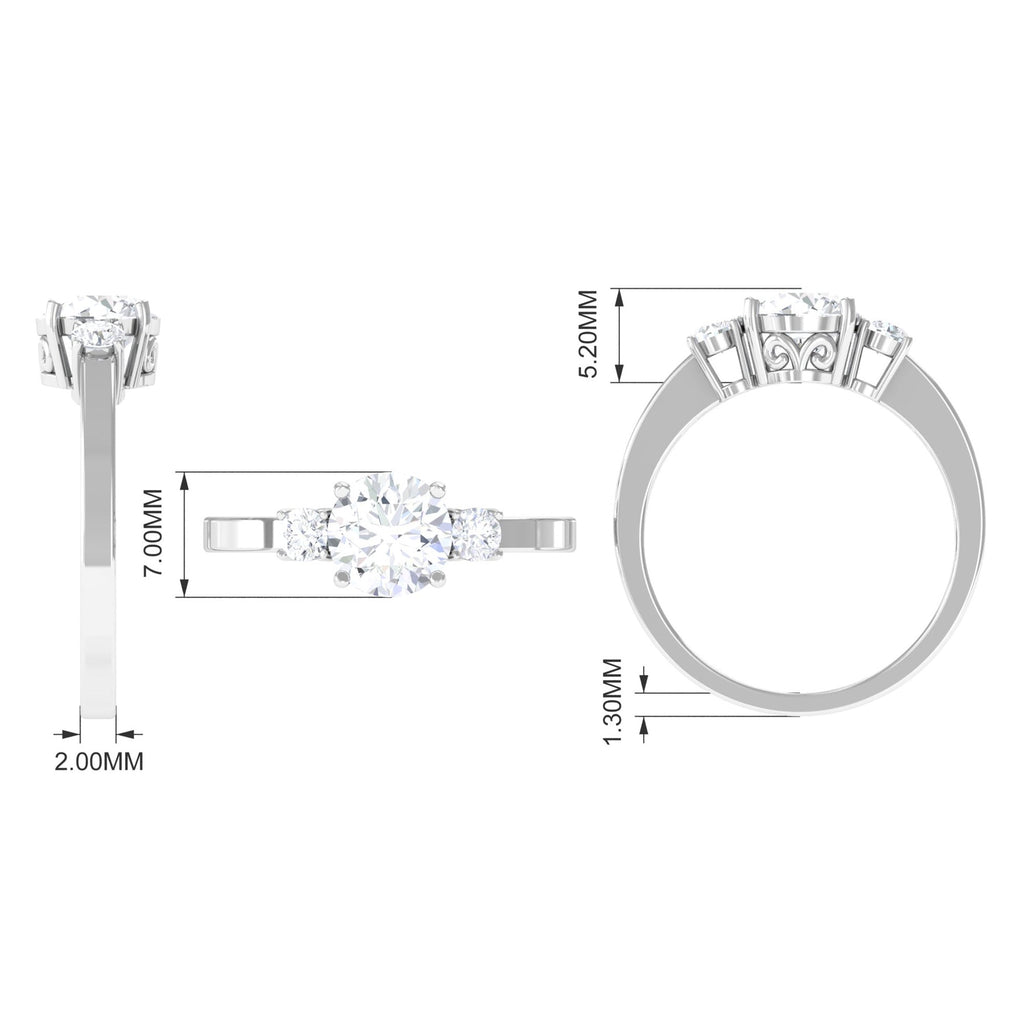 Round Cubic Zirconia Three Stone Engagement Ring