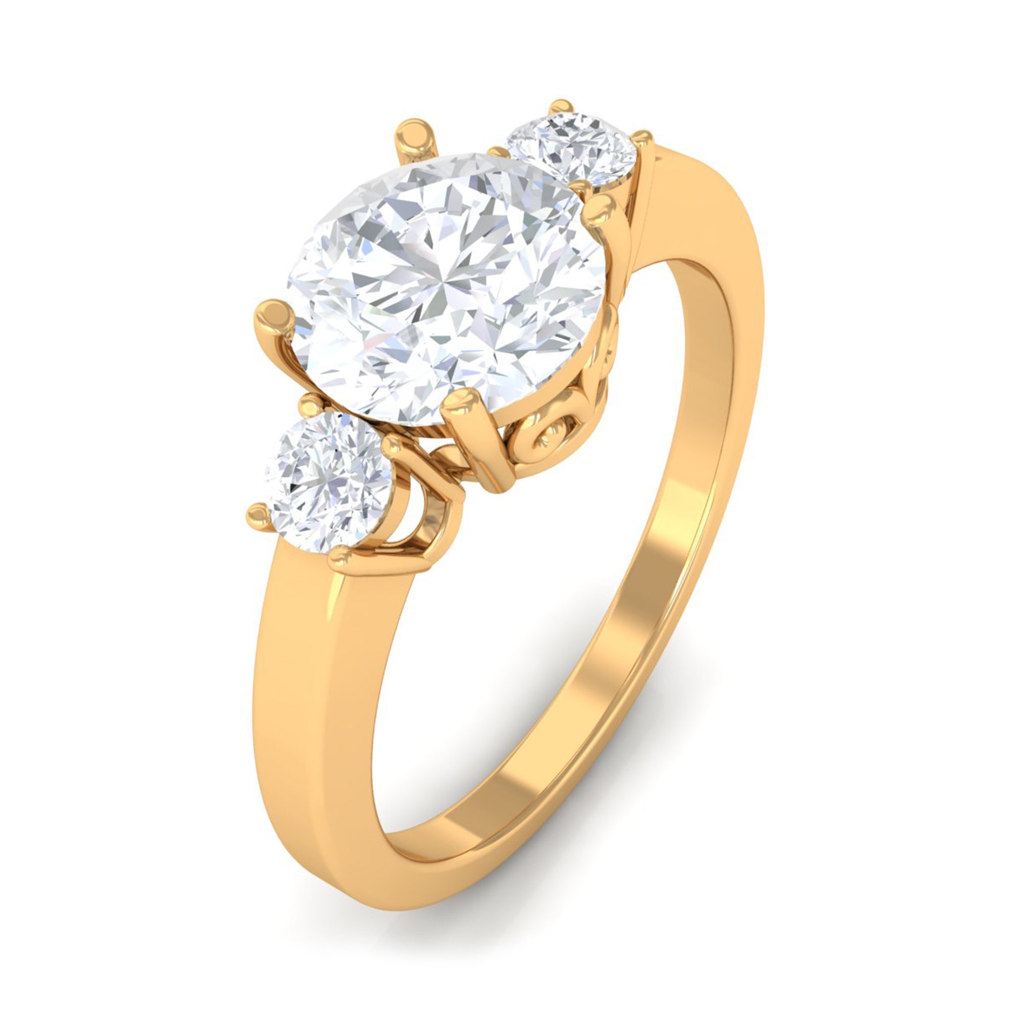 Round Cubic Zirconia Three Stone Engagement Ring