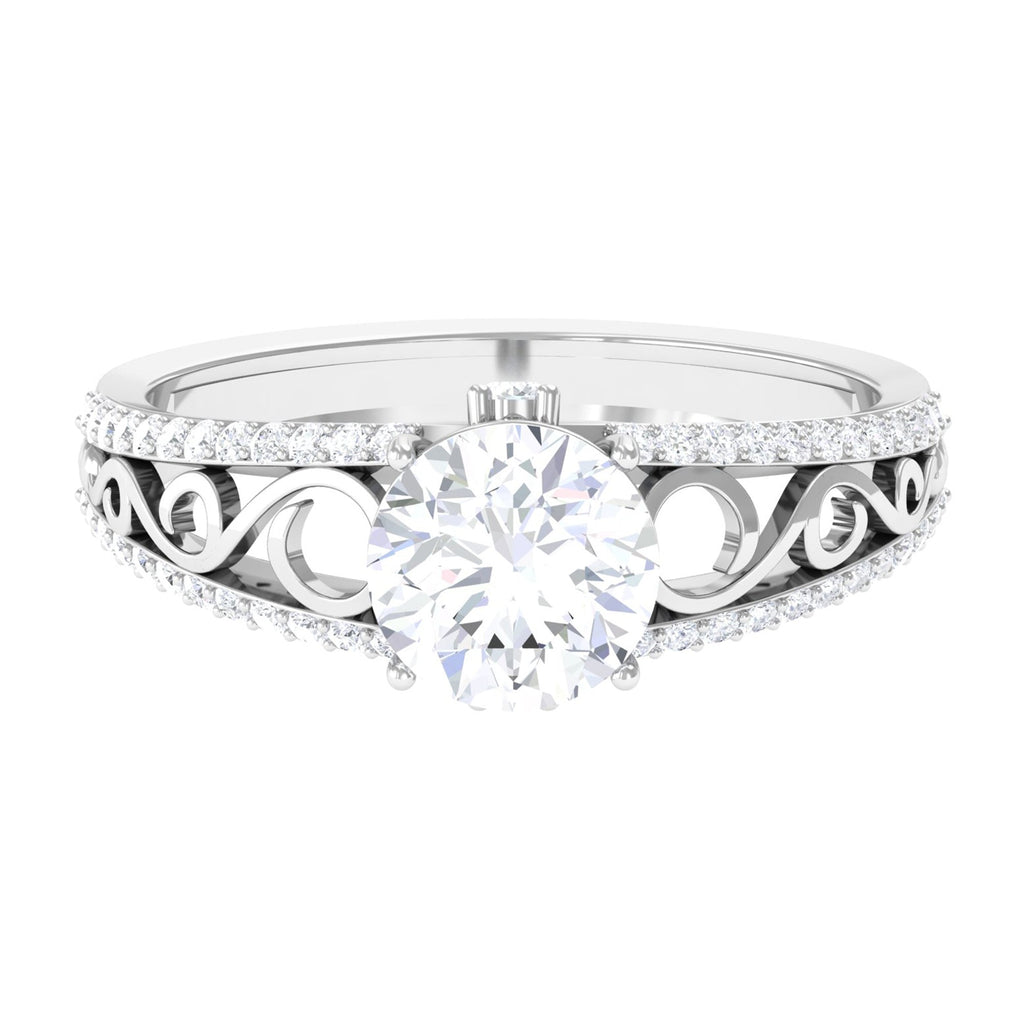 Solitaire 1 Carat Cubic Zirconia Vintage Looking Engagement Ring