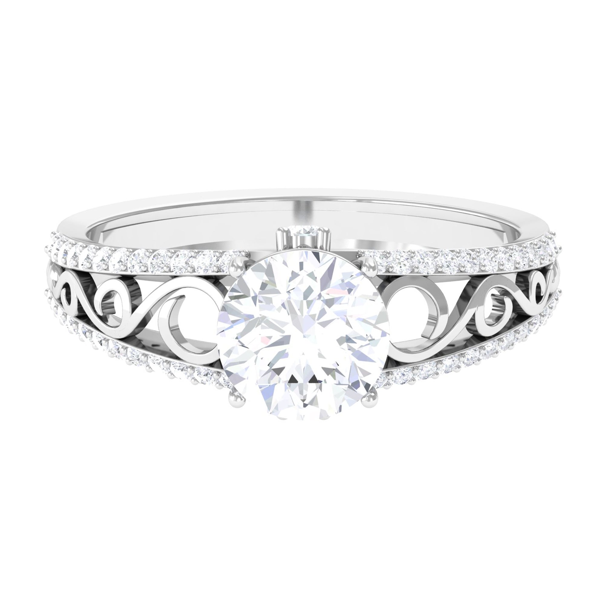 Solitaire 1 Carat Cubic Zirconia Vintage Looking Engagement Ring