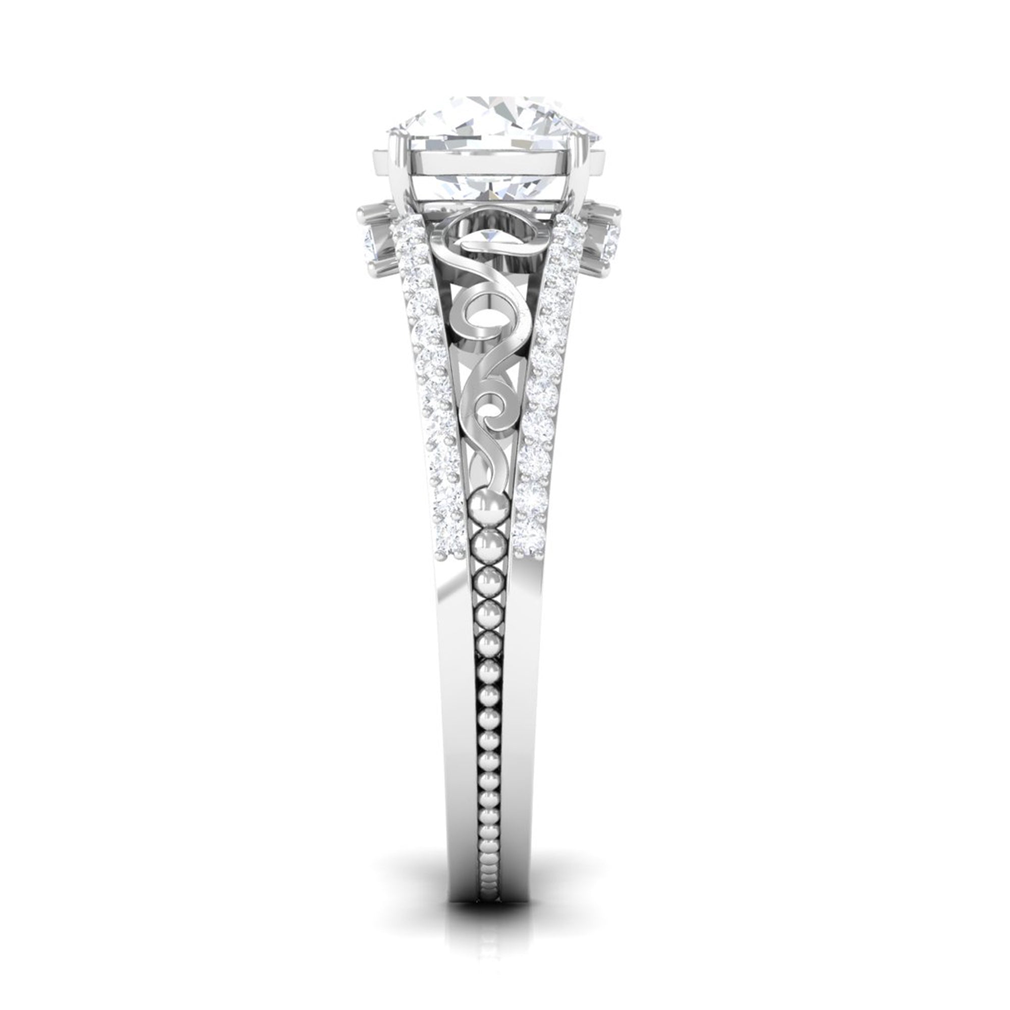 Solitaire 1 Carat Cubic Zirconia Vintage Looking Engagement Ring