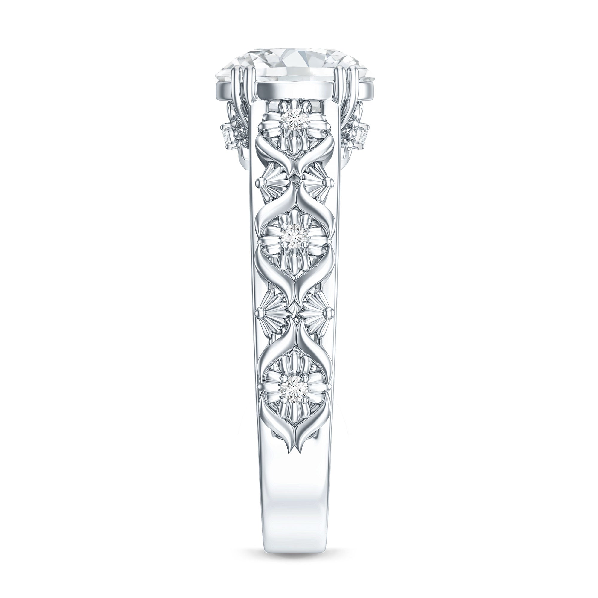 2 Carat Vintage Inspired Zircon Flower Engagement Ring