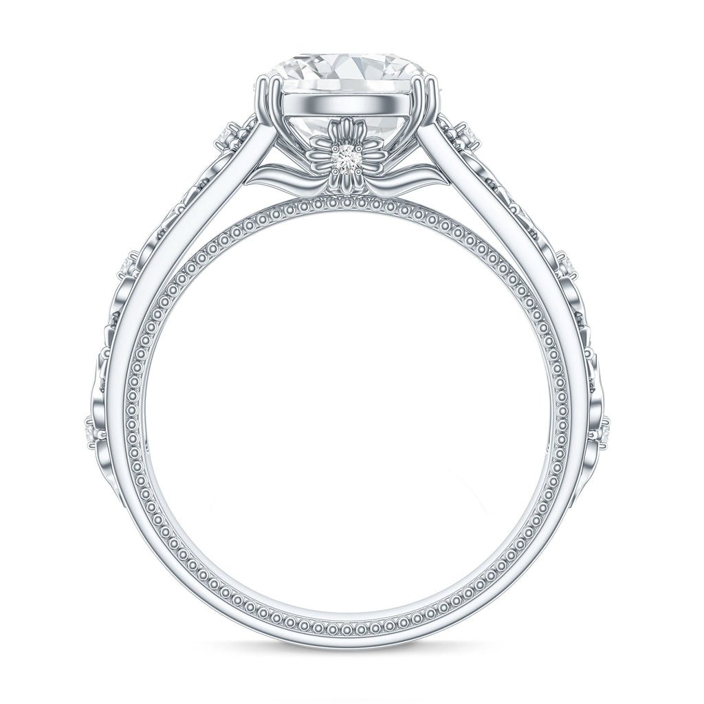 2 Carat Vintage Inspired Zircon Flower Engagement Ring