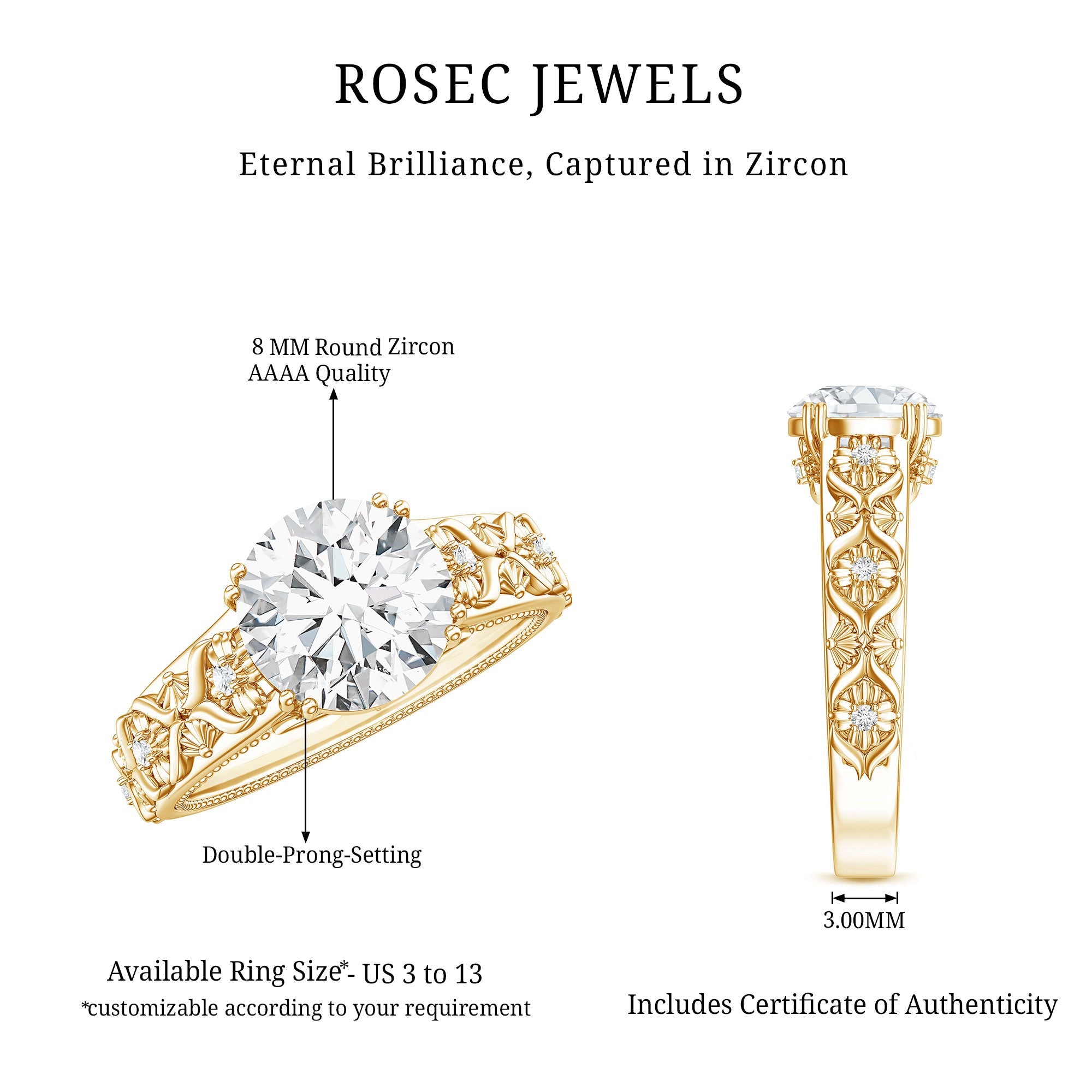 2 Carat Vintage Inspired Zircon Flower Engagement Ring