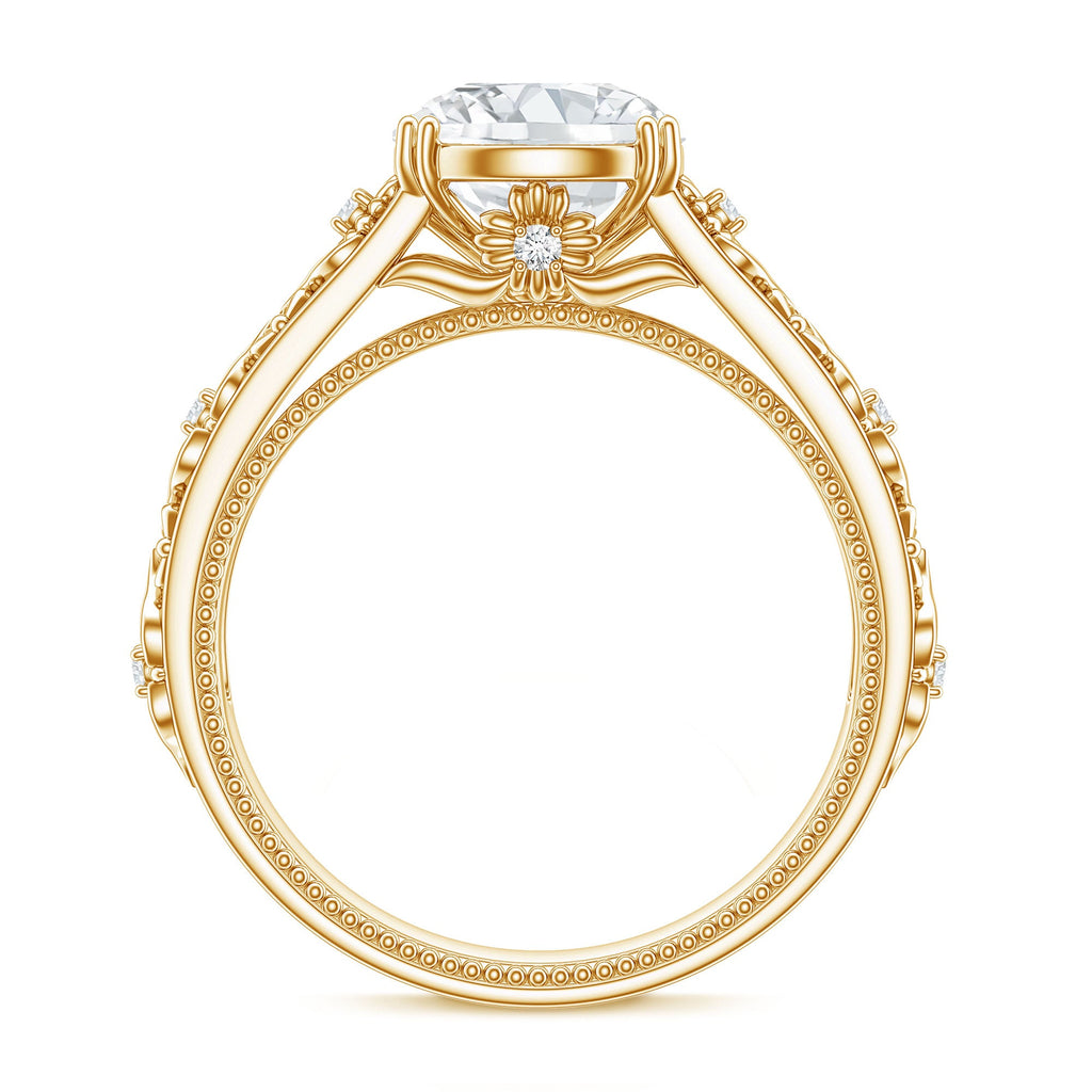 2 Carat Vintage Inspired Zircon Flower Engagement Ring