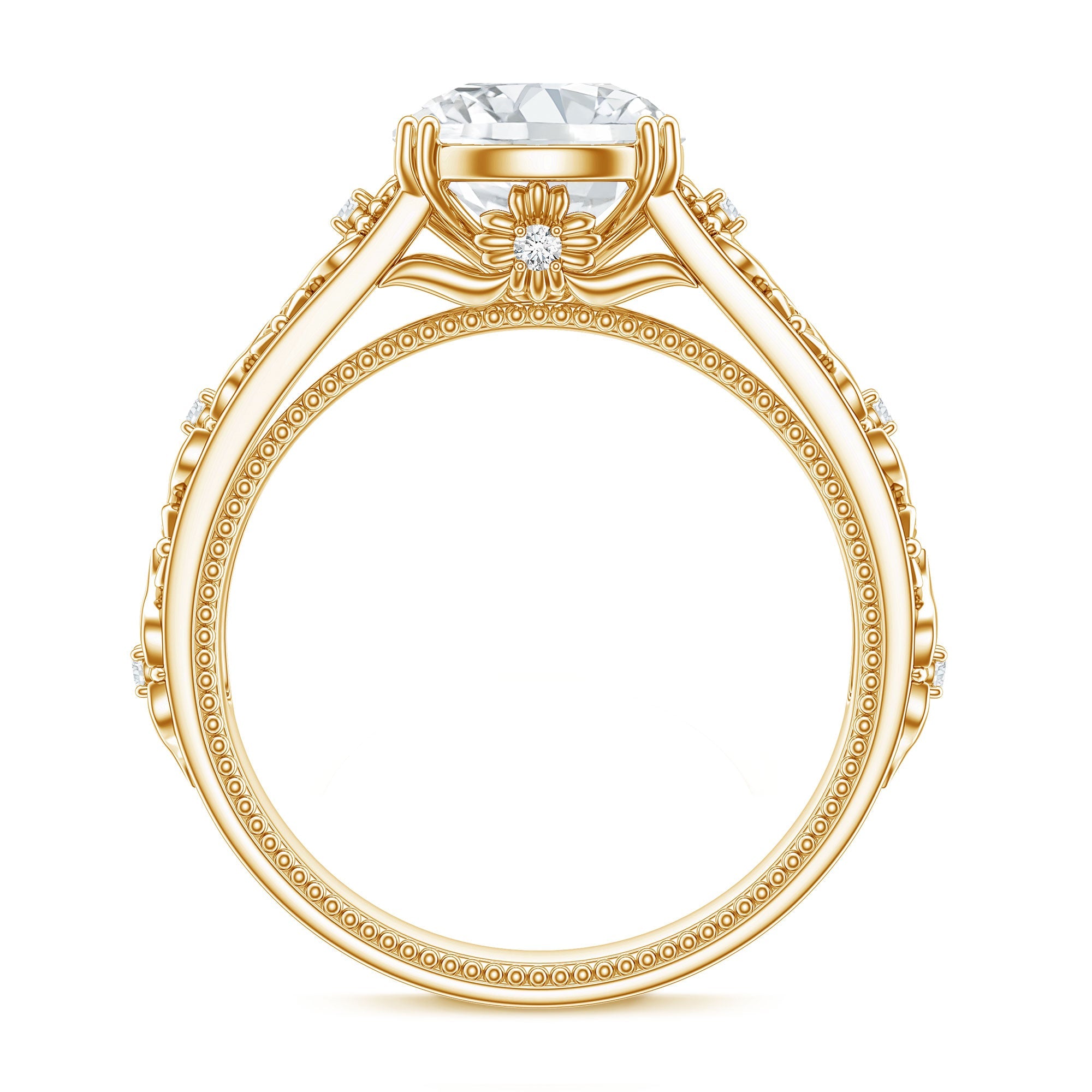 2 Carat Vintage Inspired Zircon Flower Engagement Ring
