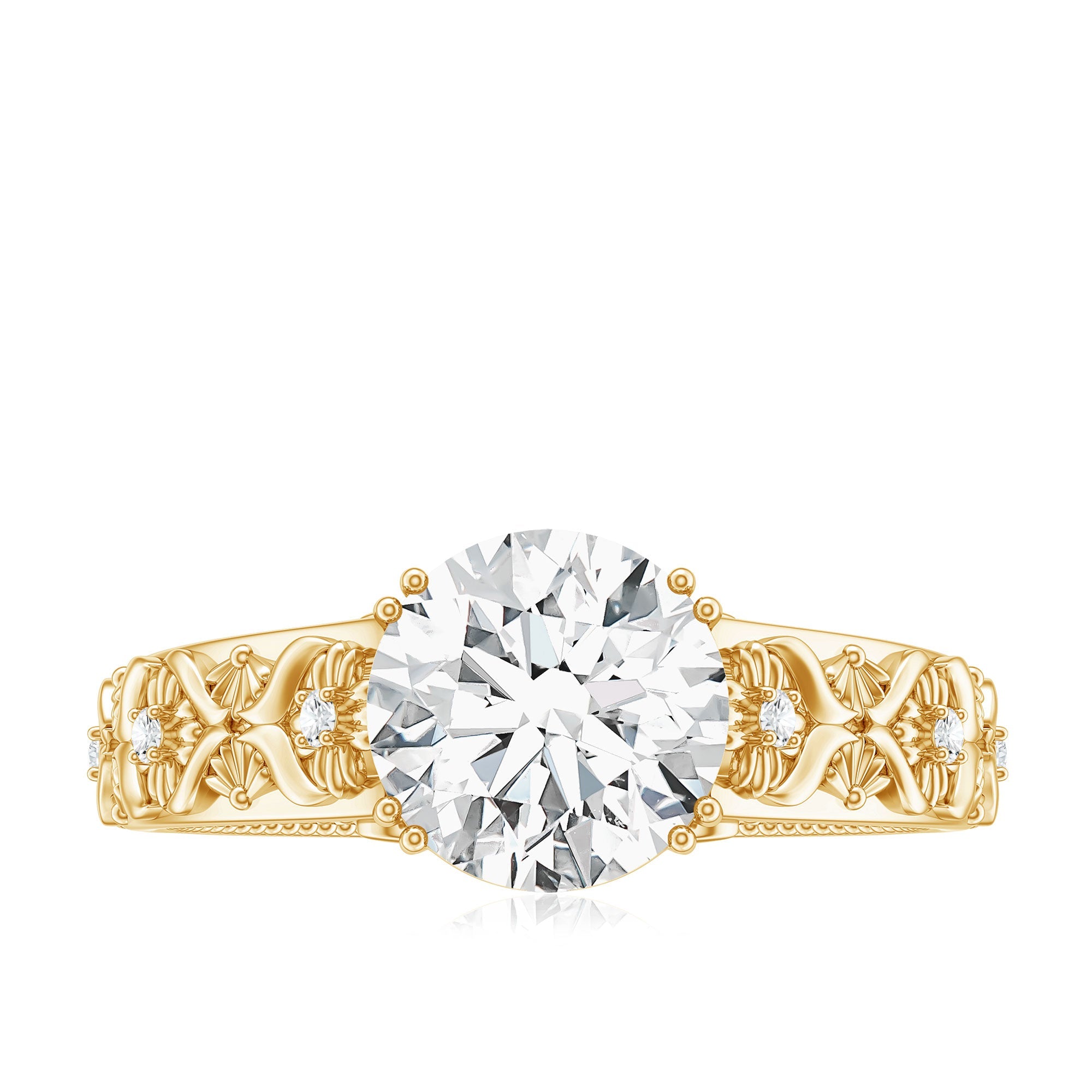 2 Carat Vintage Inspired Zircon Flower Engagement Ring