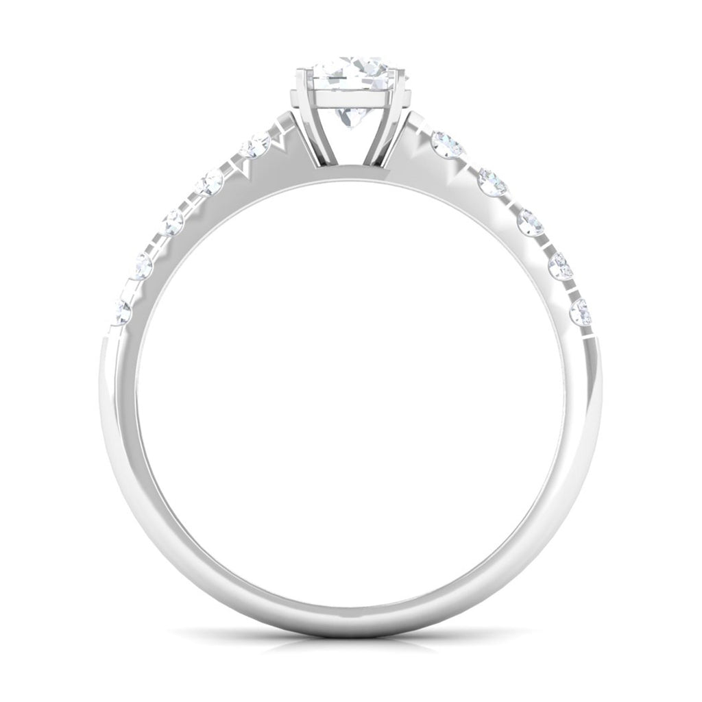 1 CT Round Cubic Zirconia Side Stone Engagement Ring