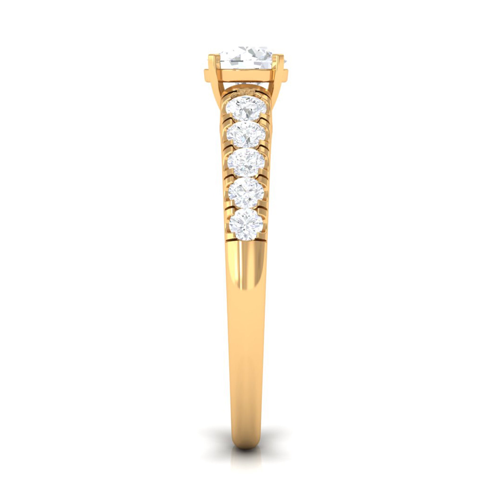 1 CT Round Cubic Zirconia Side Stone Engagement Ring