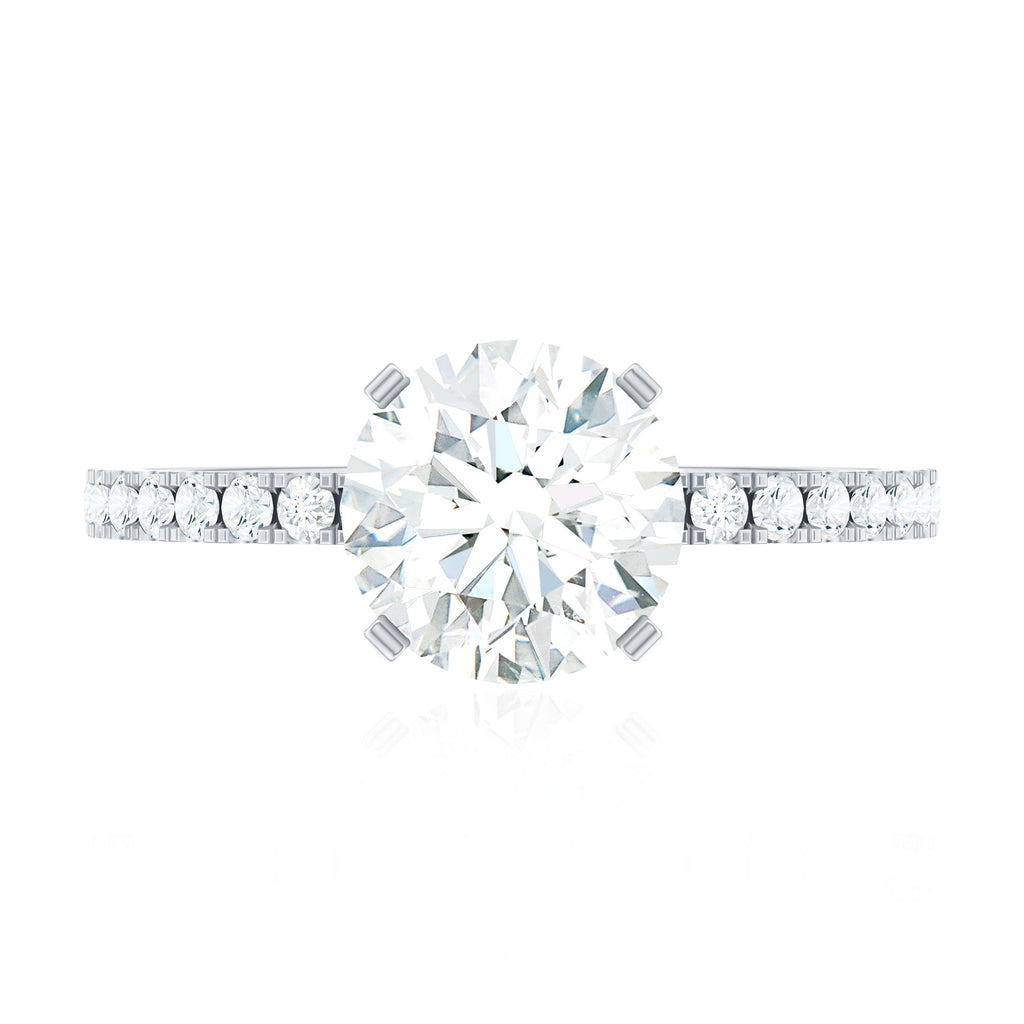 2.75 CT Zircon Solitaire Engagement Ring with Side Stones
