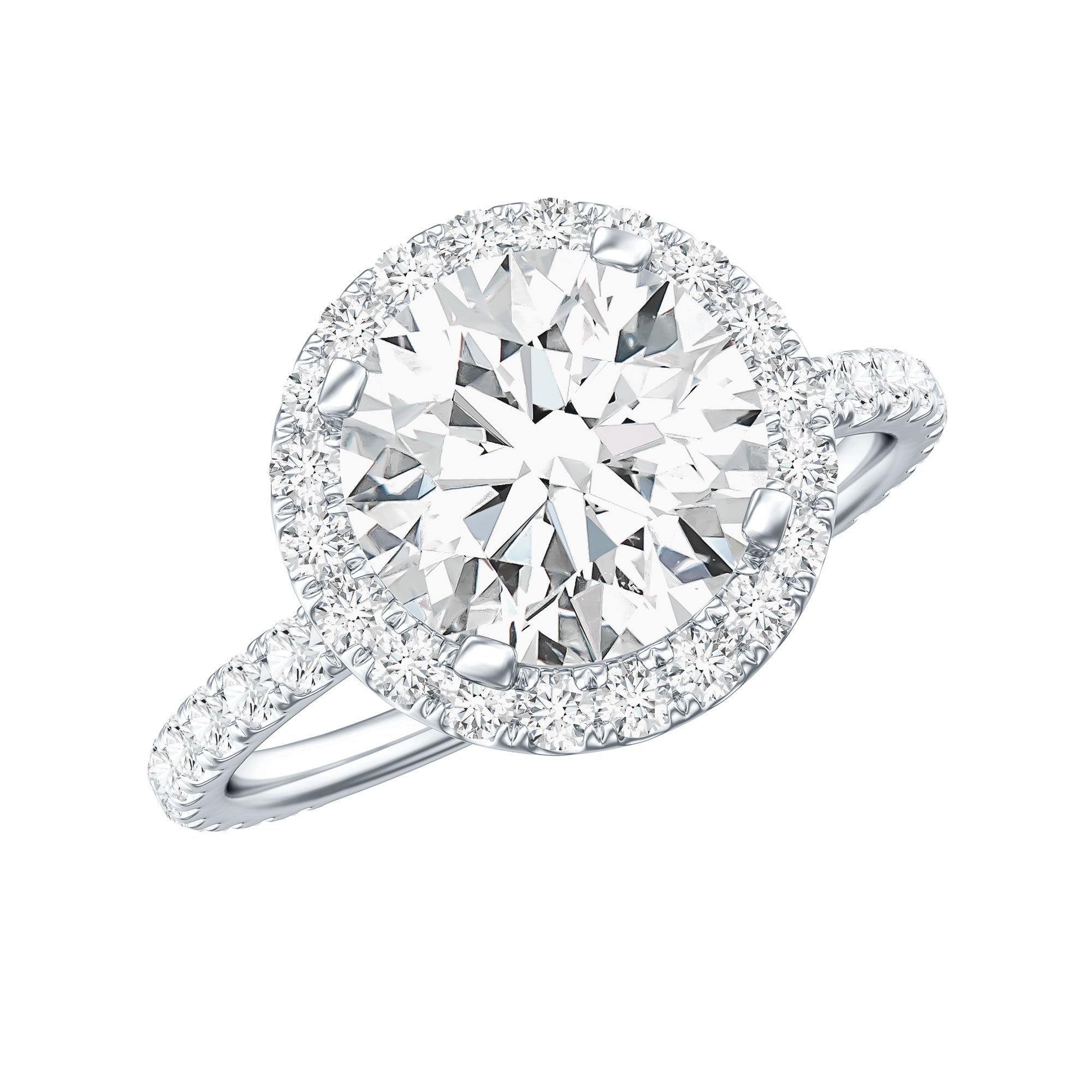 Certified Cubic Zirconia Classic Floating Halo Engagement Ring