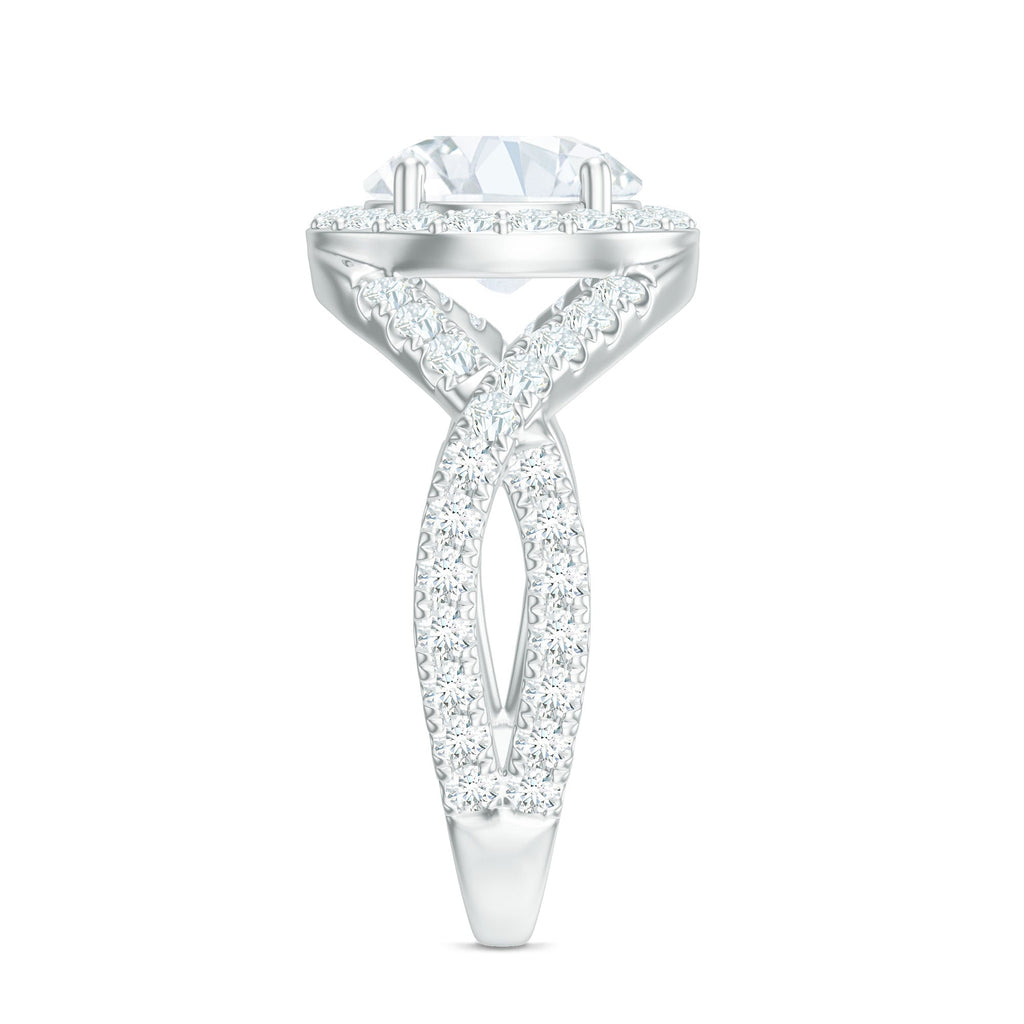 2 Carat Round Shape Zircon Crossover Engagement Ring