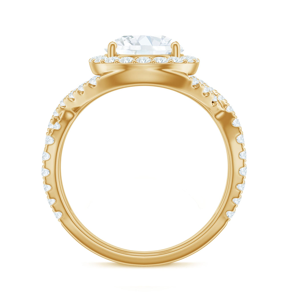 2 Carat Round Shape Zircon Crossover Engagement Ring