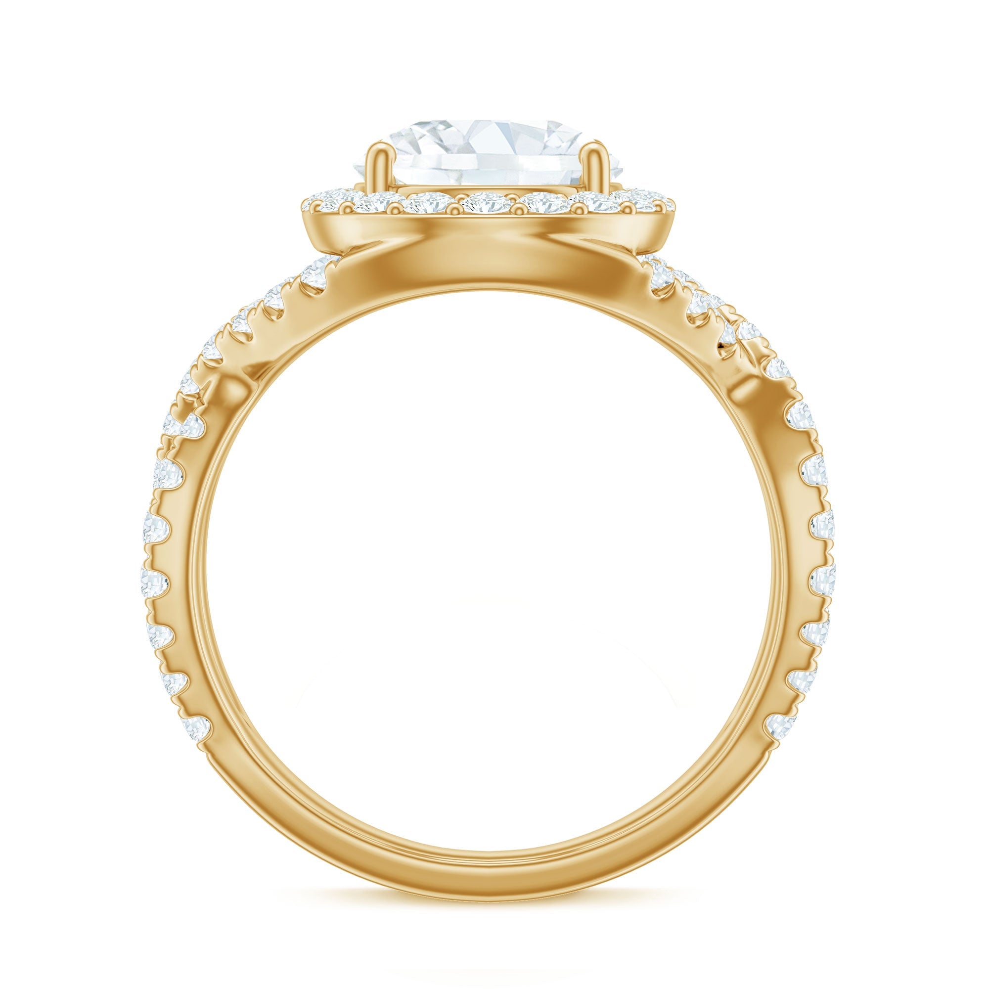 2 Carat Round Shape Zircon Crossover Engagement Ring