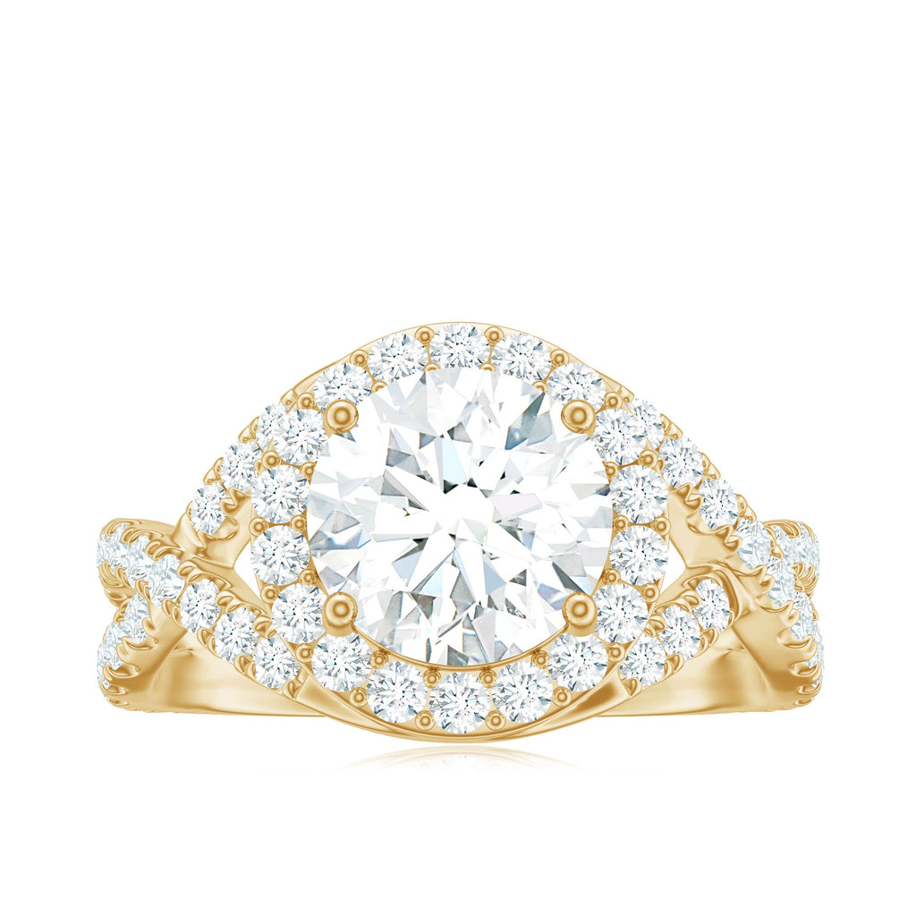 2 Carat Round Shape Zircon Crossover Engagement Ring