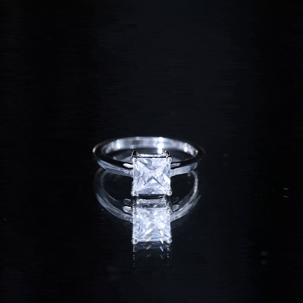 1 Carat Princess Cut Cubic Zirconia Solitaire Engagement Ring with Certificate