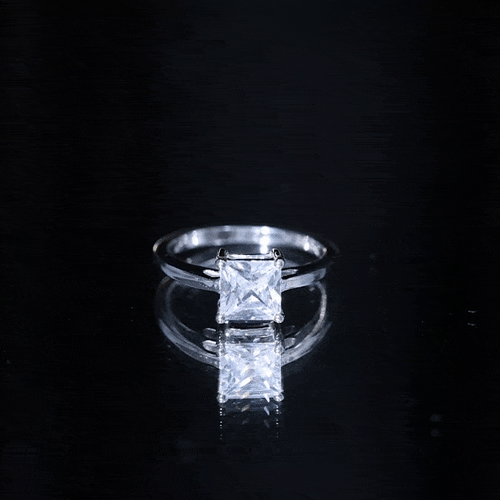 1 Carat Princess Cut Cubic Zirconia Solitaire Engagement Ring with Certificate