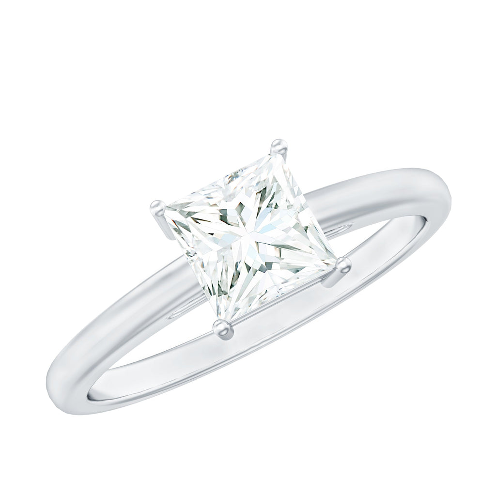1 Carat Princess Cut Cubic Zirconia Solitaire Engagement Ring with Certificate