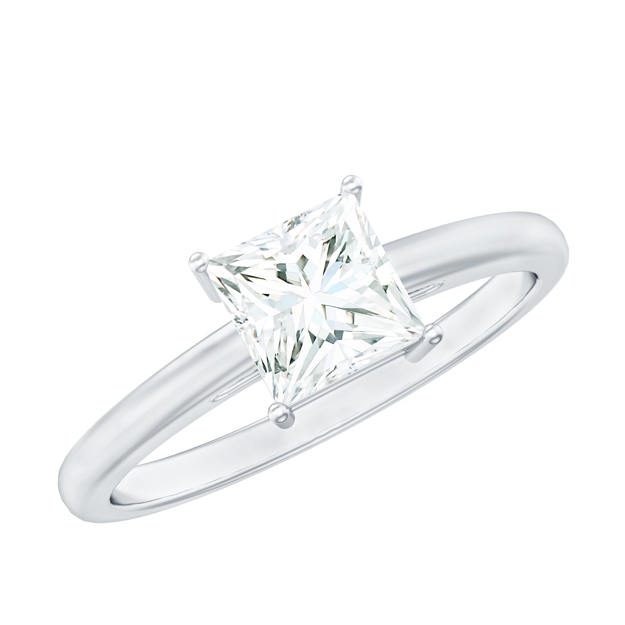 1 Carat Princess Cut Cubic Zirconia Solitaire Engagement Ring with Certificate