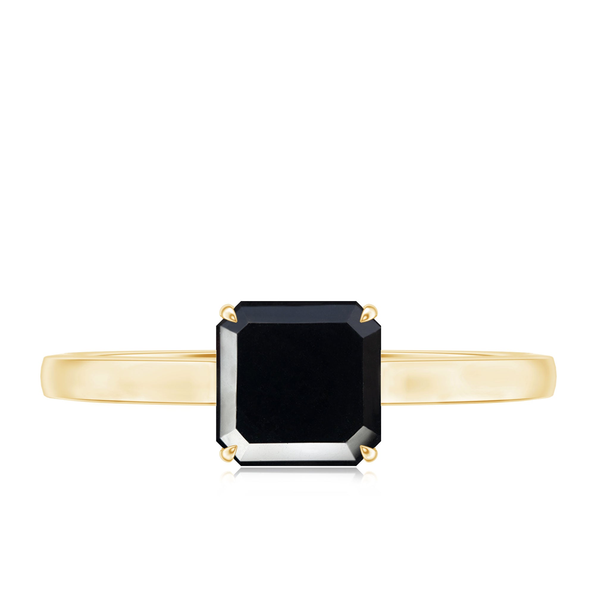 Princess Cut Black Onyx Solitaire Engagement Ring for Her