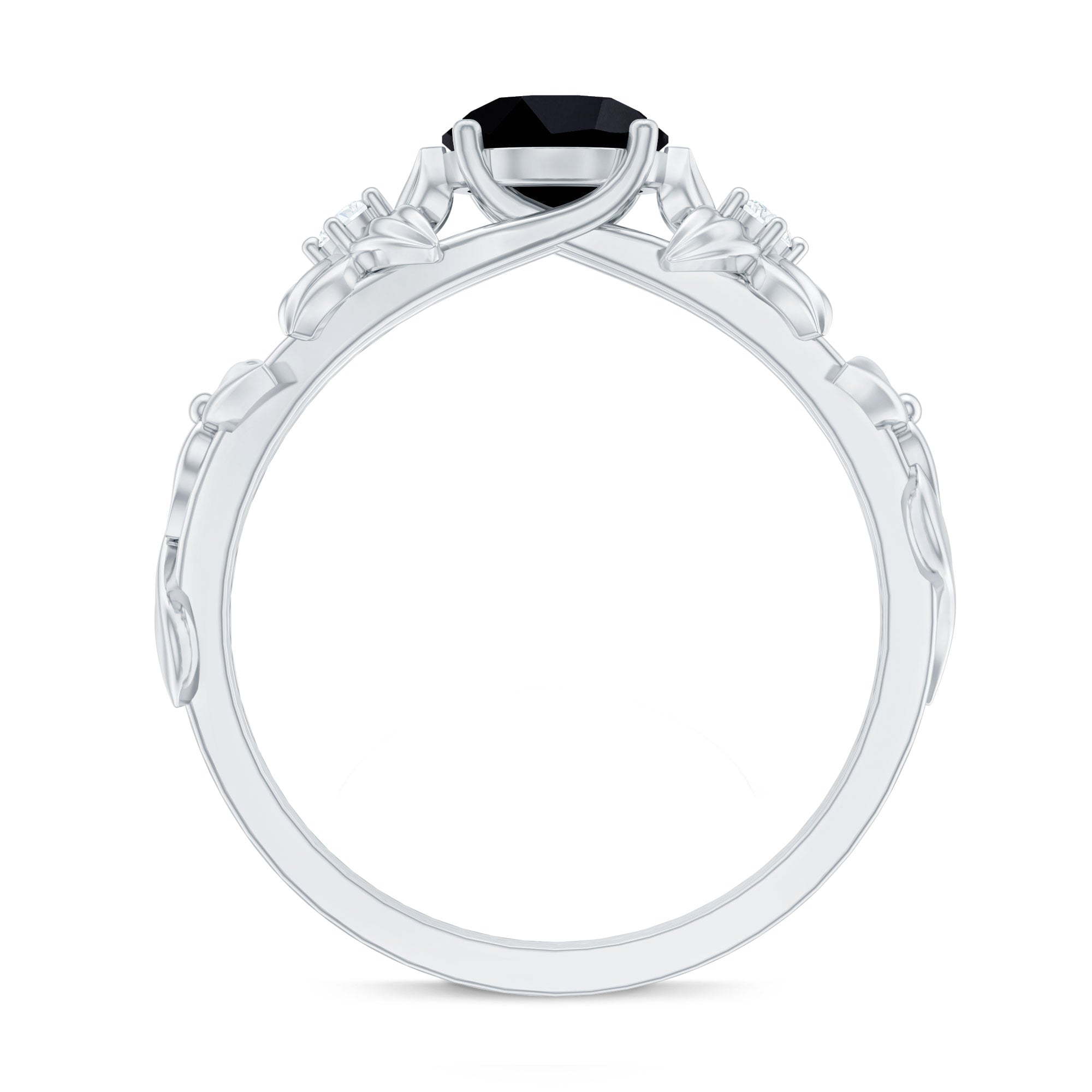 Nature Inspired Black Onyx and Diamond Engagement Ring