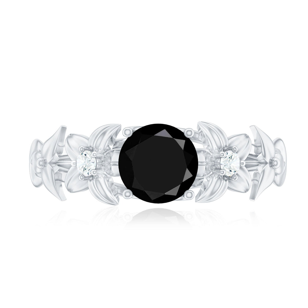 Nature Inspired Black Onyx and Diamond Engagement Ring