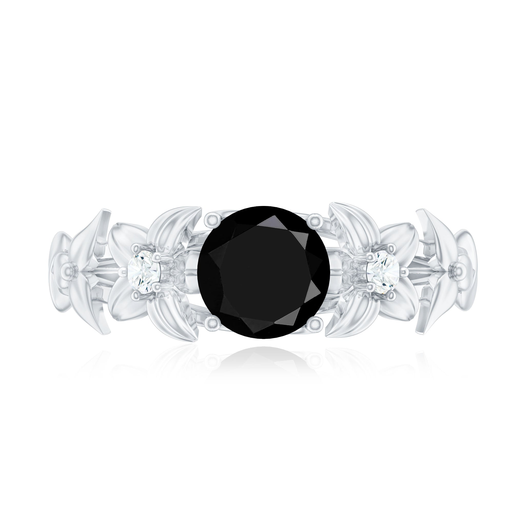 Nature Inspired Black Onyx and Diamond Engagement Ring