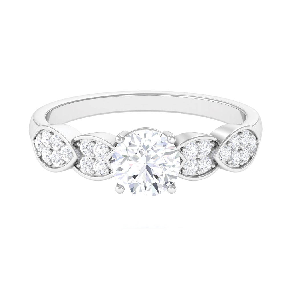 Classic Round Zirconia Engagement Ring with Side Stones