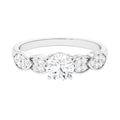 Classic Round Zirconia Engagement Ring with Side Stones