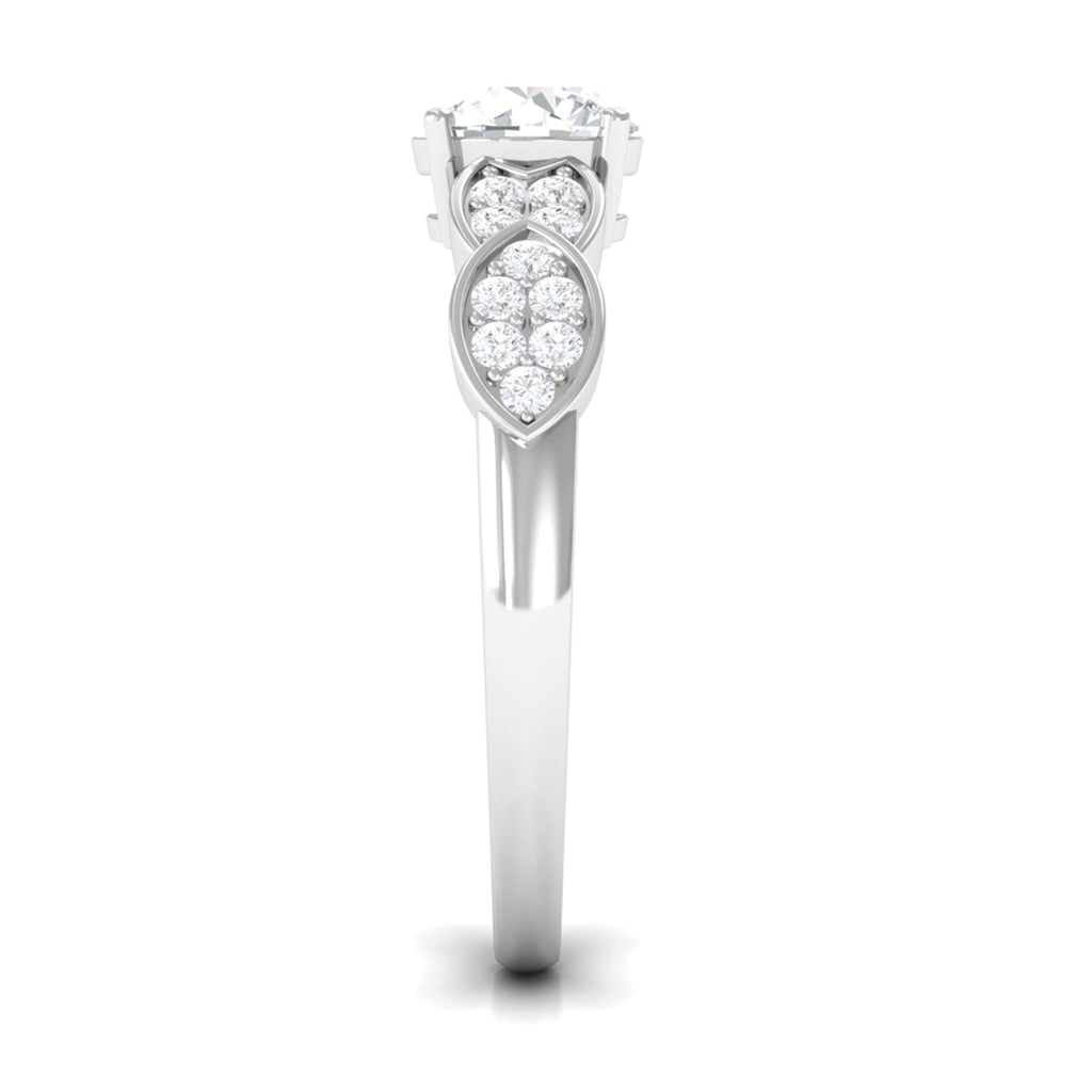 Classic Round Zirconia Engagement Ring with Side Stones