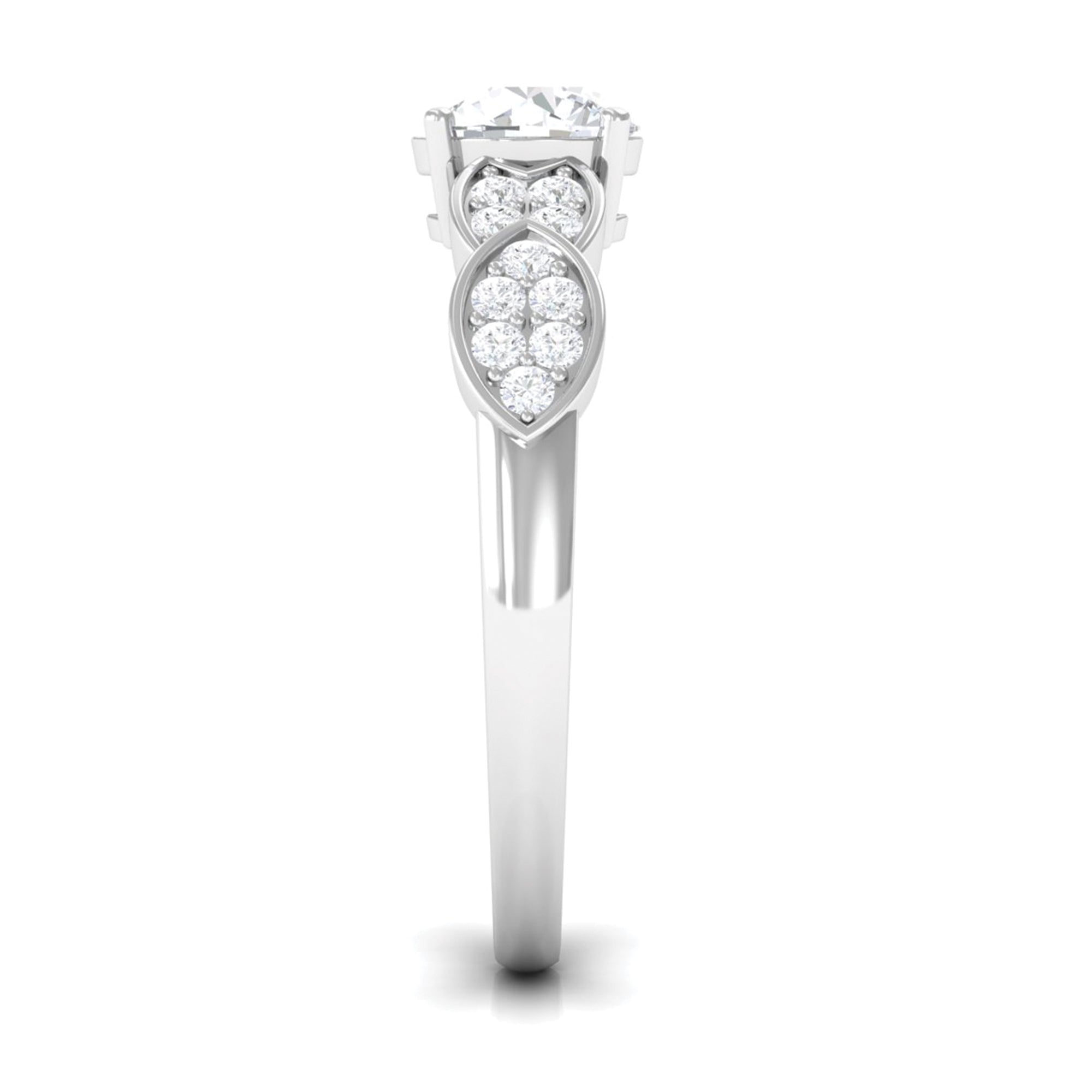 Classic Round Zirconia Engagement Ring with Side Stones