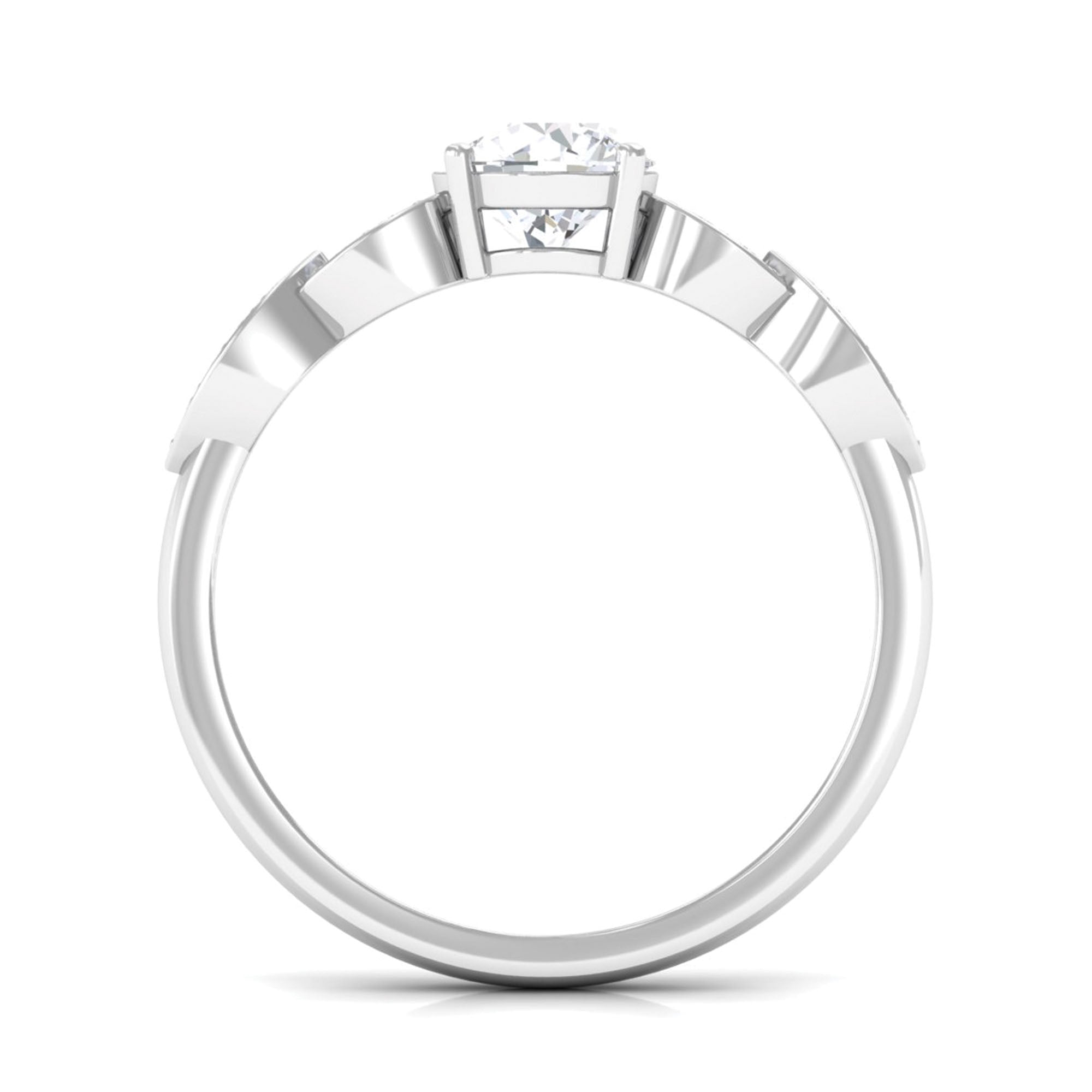Classic Round Zirconia Engagement Ring with Side Stones