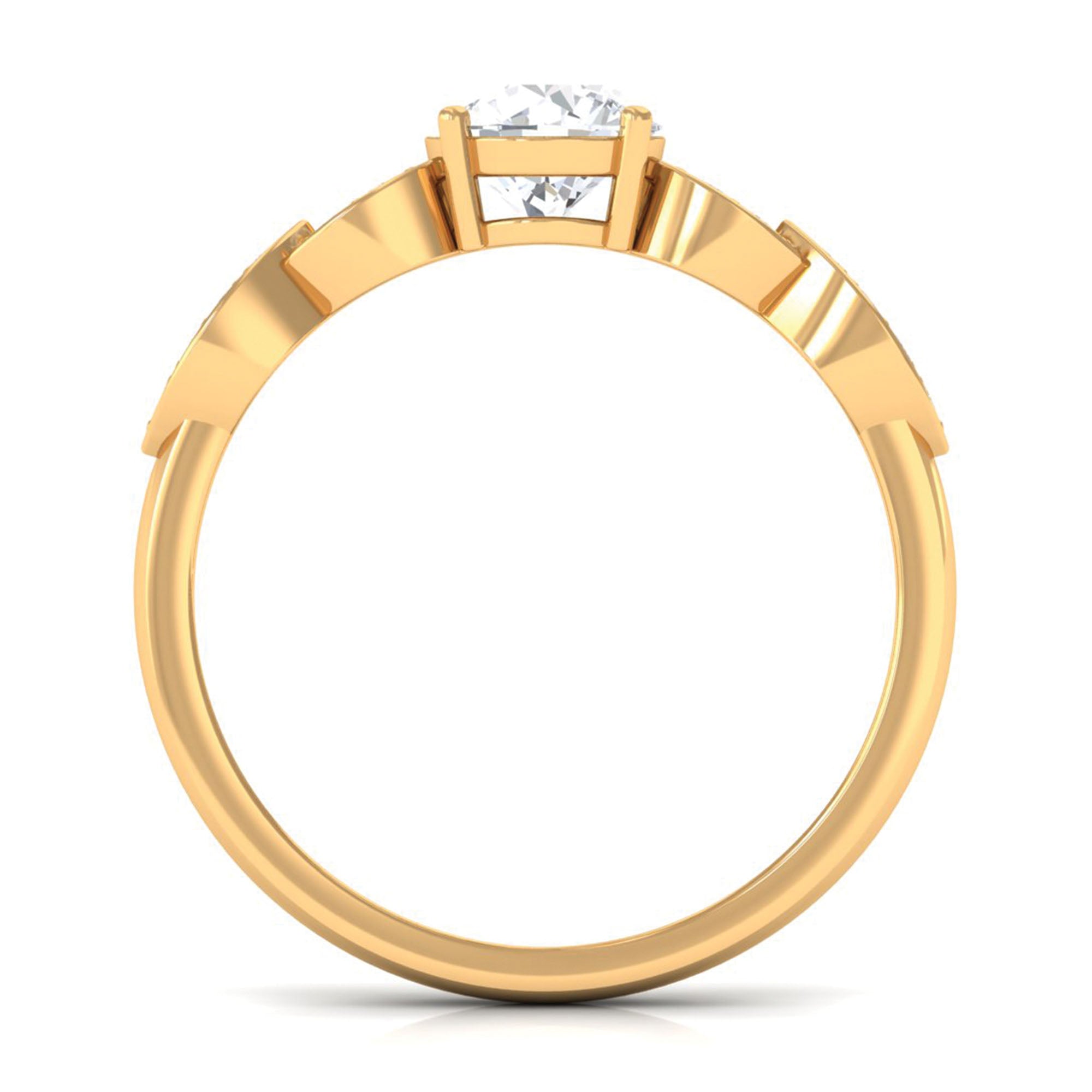 Classic Round Zirconia Engagement Ring with Side Stones