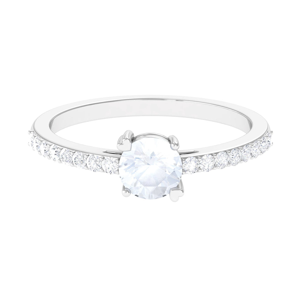 Natural Moonstone Solitaire Promise Ring with Diamond