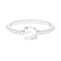 Natural Moonstone Solitaire Promise Ring with Diamond