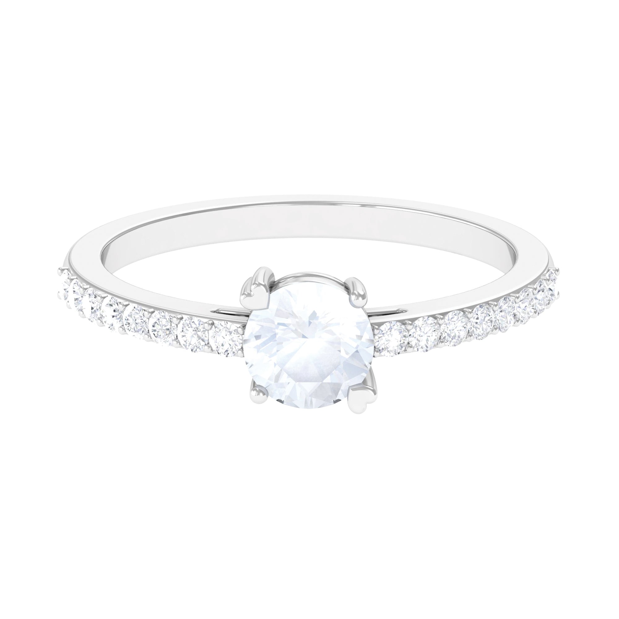 Natural Moonstone Solitaire Promise Ring with Diamond