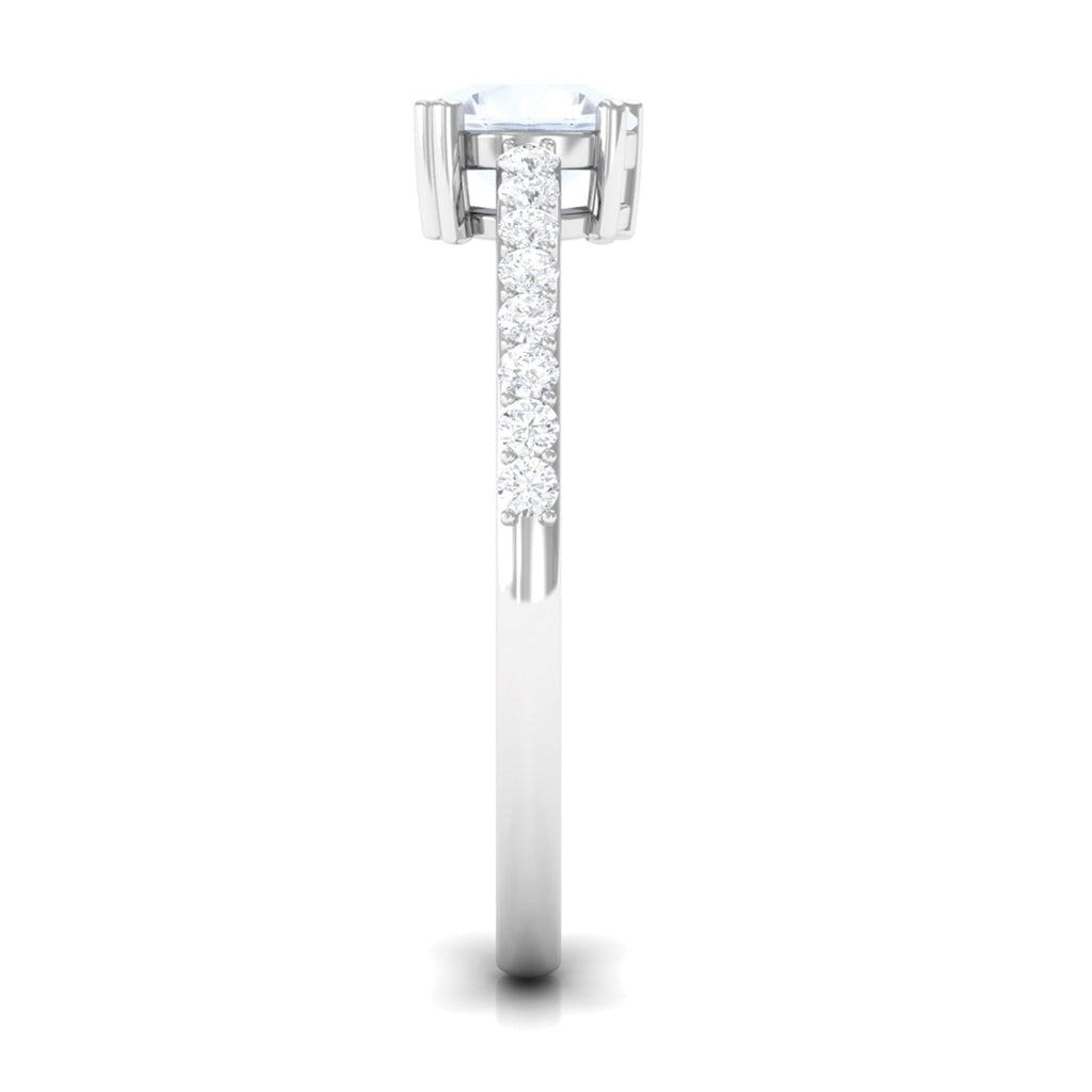 Natural Moonstone Solitaire Promise Ring with Diamond