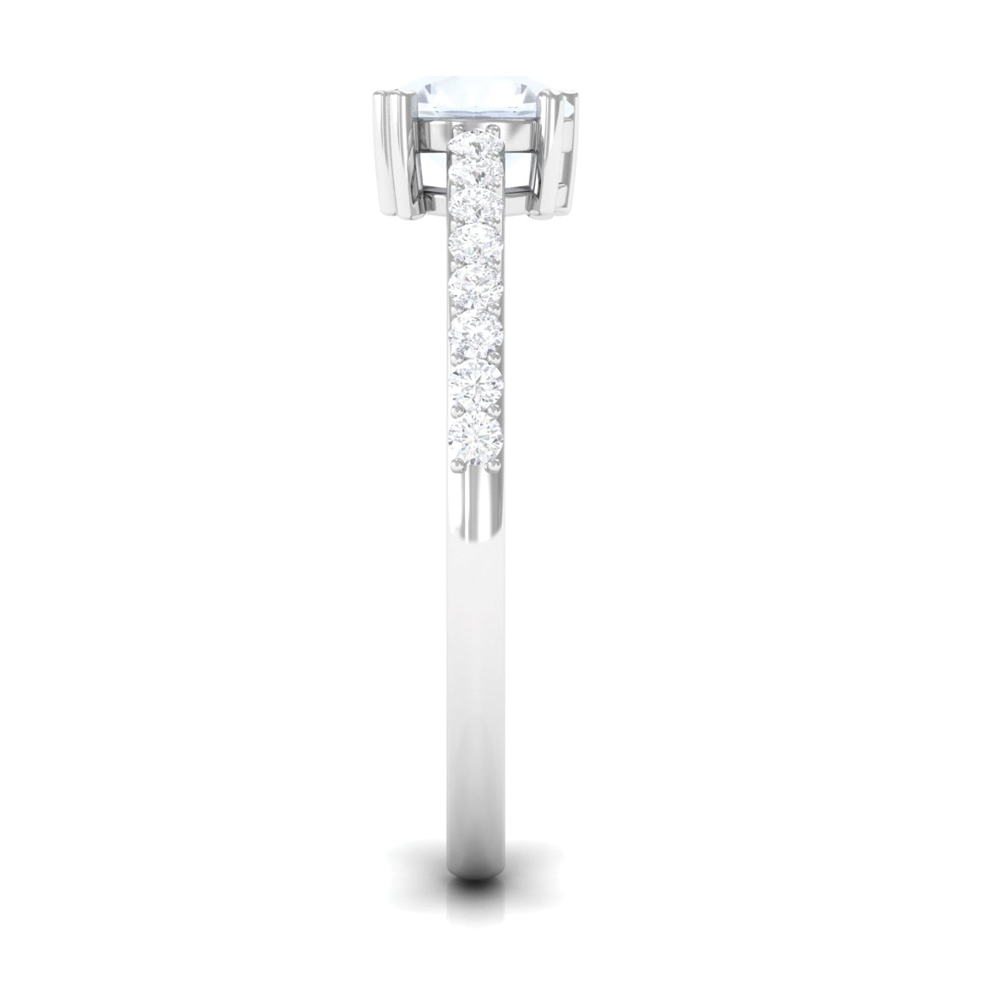 Natural Moonstone Solitaire Promise Ring with Diamond